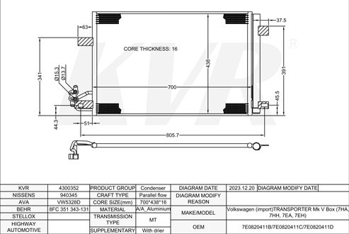 VOLKSWAGEN BOX,2003- CCHA CONDENSER