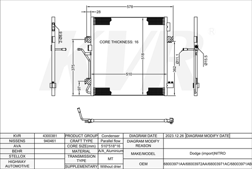 DODGE Closed Off-Road Vehicle,2006-12 EKG CONDENSER