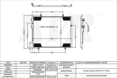 DODGE PICKUP,2003- EVA CONDENSER