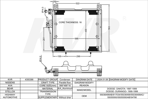DODGE PICKUP,1997-99 EML CONDENSER