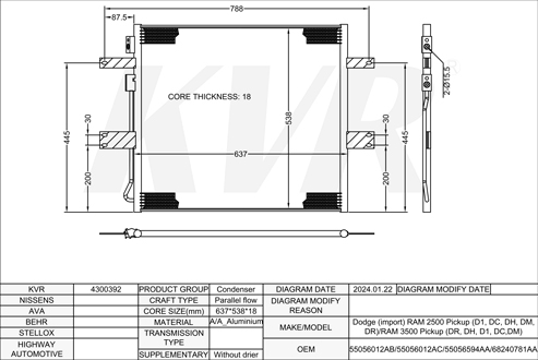 DODGE PICKUP,2003- CONDENSER