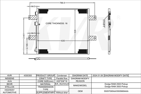 DODGE PICKUP,2002-08 ETC CONDENSER