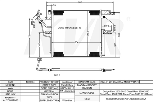 DODGE,2010- CONDENSER