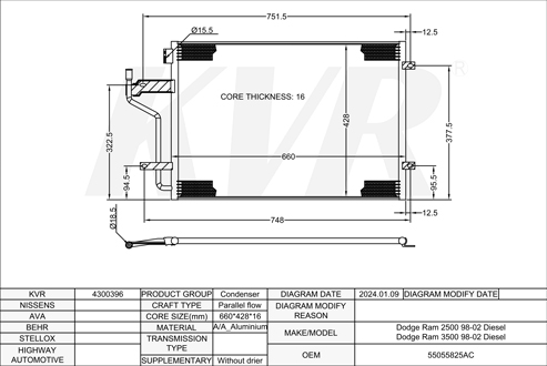 DODGE,1998-2002 CONDENSER