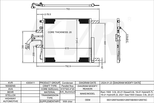 DODGE,2019-21 CONDENSER