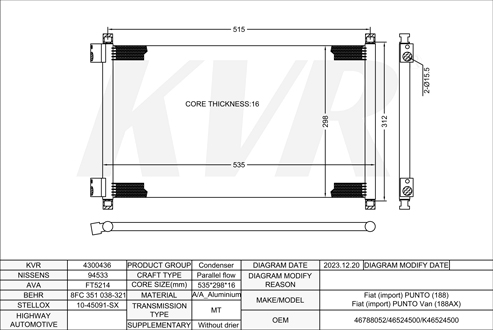 FIAT HATCHBACK,1999- 188 A3.000 CONDENSER