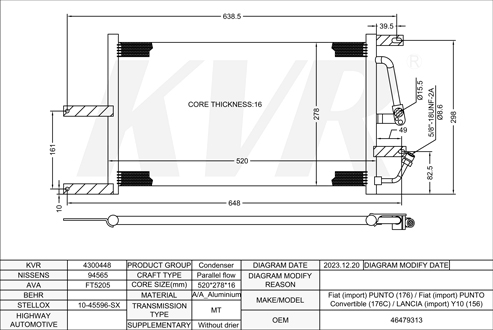FIAT HATCHBACK,1993-99 176 B2.000 CONDENSER