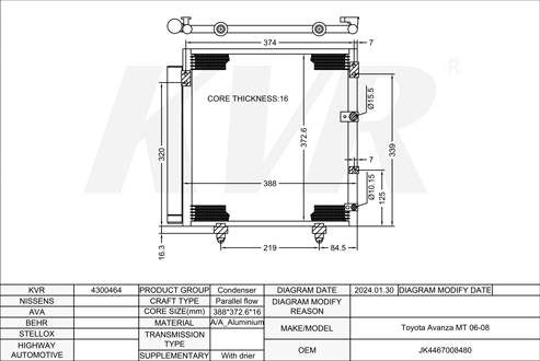 TOYOTA,2006-08 CONDENSER