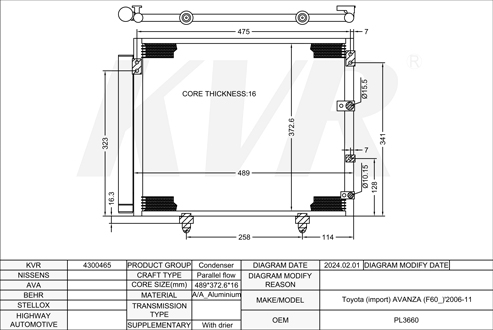 TOYOTA MPV,2006-11 3SZ-VE CONDENSER