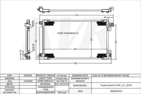 TOYOTA SUV,2016-  3ZR-FAE CONDENSER