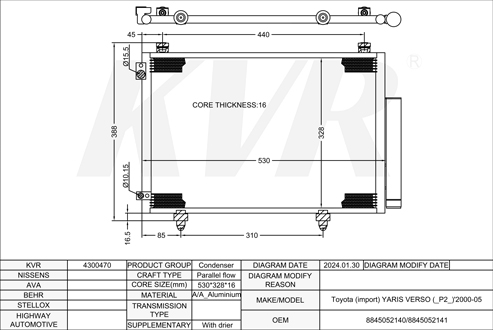 TOYOTA MPV,2000-05 1NZ-FE CONDENSER