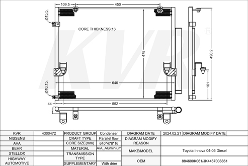 TOYOTA ,2004-05 CONDENSER