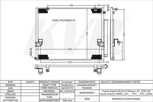 TOYOTA PICKUP,2001-05 2KD-FTV CONDENSER