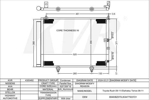 TOYOTA ,2009-11 CONDENSER