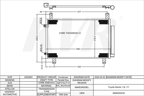 TOYOTA ,2017- CONDENSER