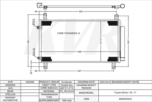 TOYOTA ,2017- CONDENSER