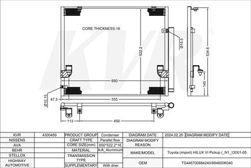TOYOTA PUICKUP,2001-05 2KD-FTV CONDENSER