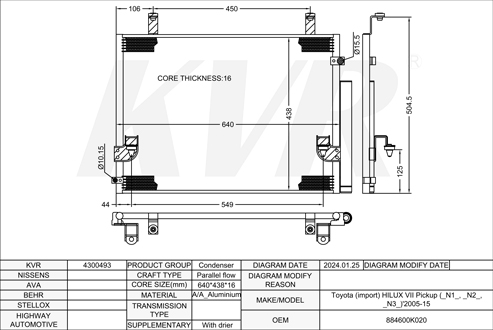 TOYOTA PUICKUP,2005-15 2TR-FE CONDENSER