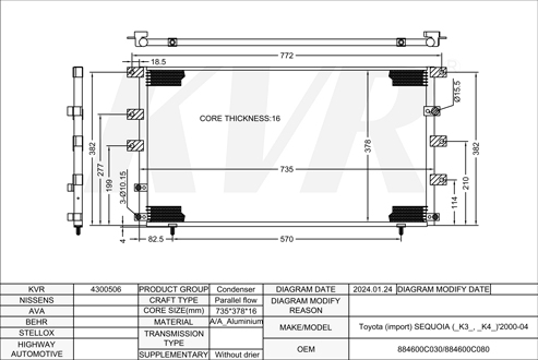 TOYOTA SUV,2000-04 2UZ-FE CONDENSER