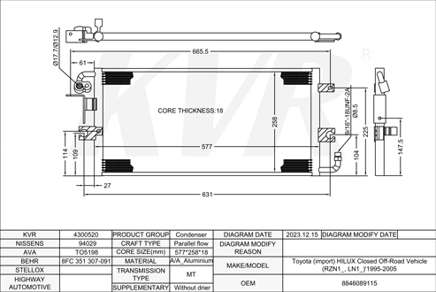 TOYOTA Closed Off-Road Vehicle,1995-2005 3LCONDENSER