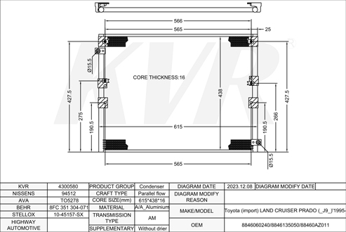 TOYOTA Closed Off-Road Vehicle,1995- 5VZ-FE CONDENSER