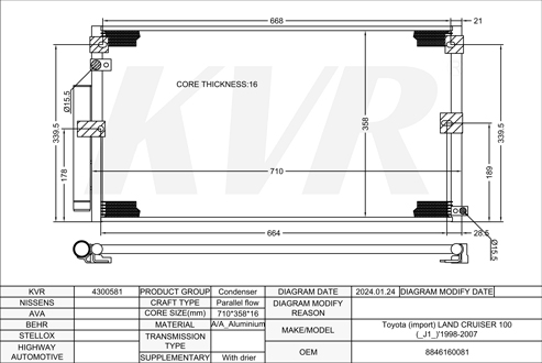 TOYOTA Closed Off-Road Vehicle,1998-2007 1HD-FTE CONDENSER