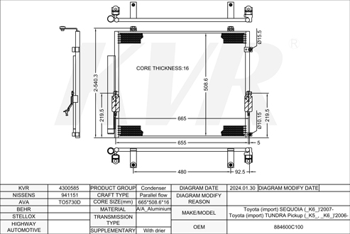 TOYOTA SUV,2007- 2UZ-FE CONDENSER