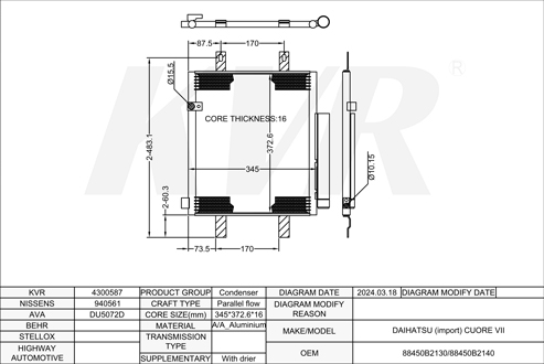 DAIHATSU HATCHBACK,2007- 1KR-FE CONDENSER