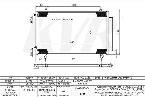 TOYOTA HATCHBACK,2001-07 1CD-FTV CONDENSER