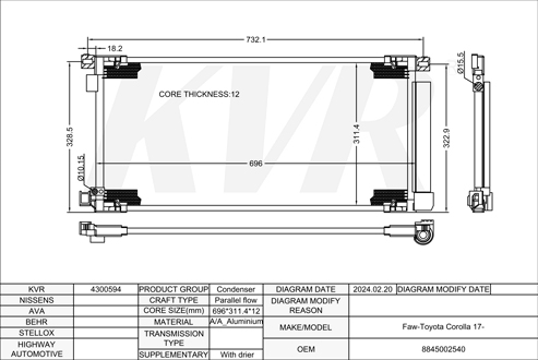 TOYOTA ,2017- CONDENSER
