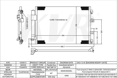FORD MPV,2010- M1DA CONDENSER