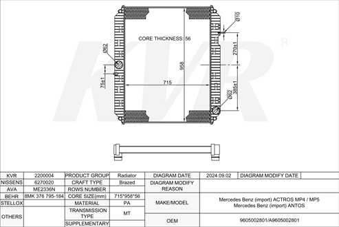 Mercedes Benz,2011- OM 471.900 RADIATOR