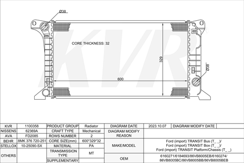 FORD BUS,1985-92 4AB RADIATOR