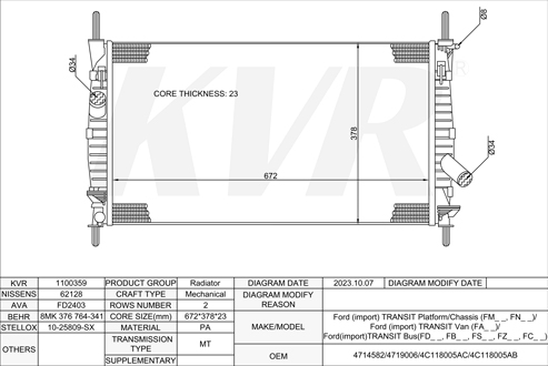 FORD Platform/Chassis,2000-06 FIFA RADIATOR