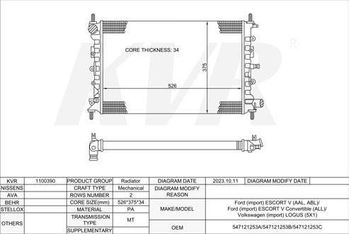FORD HATCHBACK,1992-96 UHD RADIATOR