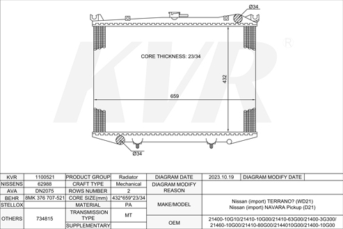 NISSAN Closed Off-Road Vehicle,1986-96 TD27T RADIATOR