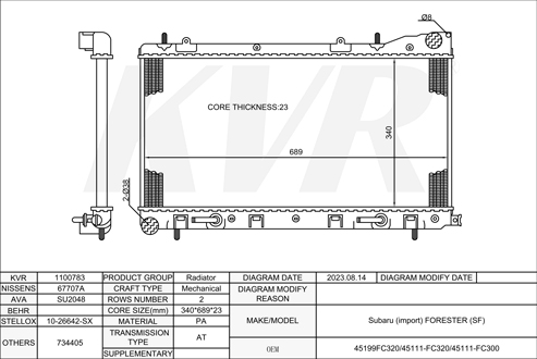 SUBARU Closed Off-Road Vehicle,1997-2002 EJ20 RADIATOR