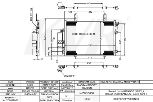 CITROEN MPV,1997- F9Q 780 CONDENSER