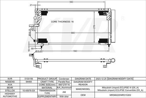 MITSUBISHI COUPE,1999-2005 6G72 (DOHC 24V) CONDENSER