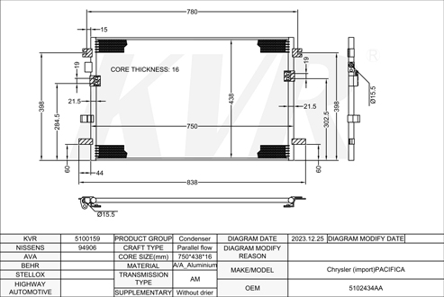 CHRYSLER MPV,2003-08 EGN CONDENSER