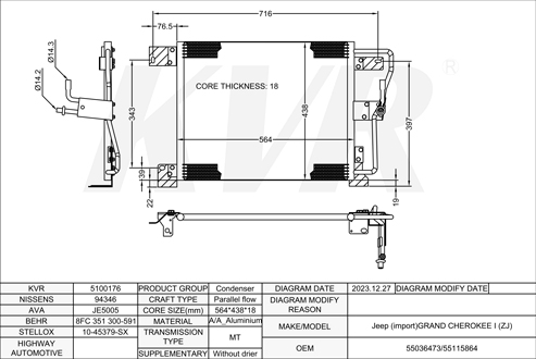 JEEP Closed Off-Road Vehicle,1991-99 Y01 CONDENSER