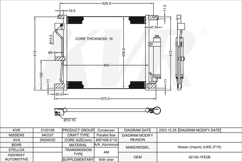 NISSAN HATCHBACK,2010- K9K 896 CONDENSER