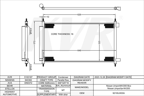 NISSAN BOXK,2010- HR16DE CONDENSER