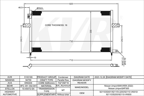 NISSAN PICKUP,1997- YD25DDTi CONDENSER