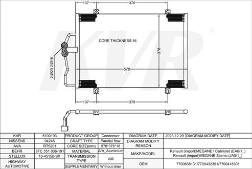 RENAULT CONVERTIBLE,1996-2003 F3R 750 CONDENSER