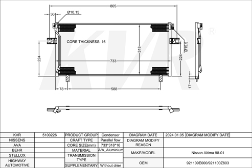 NISSAN,1998-2001 CONDENSER