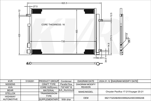 CHRYSLER,2017-21 CONDENSER