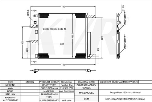 DODGE,2014-18 CONDENSER