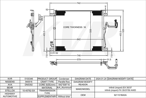 INFINITI SUV,2008- VQ35HR CONDENSER