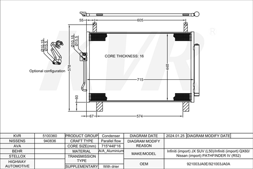 NISSAN SUV,2013- VQ35DE CONDENSER